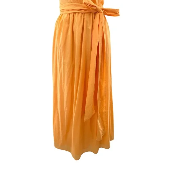 Banana Republic Voile Cotton Wrap Waist Maxi Dress sz 2 Apricot Garden Feminine - Picture 3 of 8